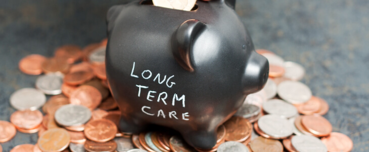 image of piggy bank with long term care written on the side
